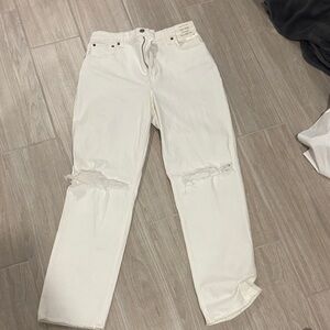 Abercrombie & Fitch Cream Ripped Jeans